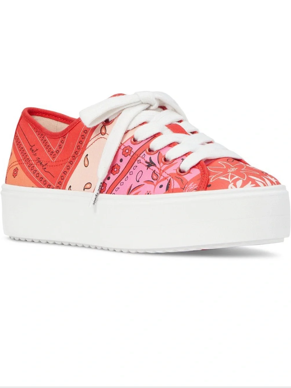 kate spade Pink and Red Bandana-Print Platform Sneakers Size 9 NWT